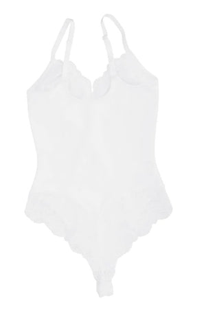 Lace Thong Bodysuit - Shapewear - White