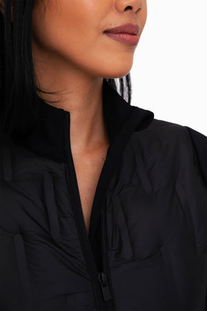 Hybrid Jersey Jacket - Quilted Detailing - Black