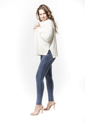 Loose Knit Sweater - Long Sleeve Drop Shoulder - Off White