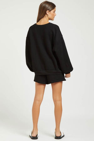 Flix Sweatshirt - Oversized Drop Shoulder - Black