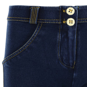 WR.UP® Denim Shorts - Classic Rise - Dark Rinse & Yellow Stitching