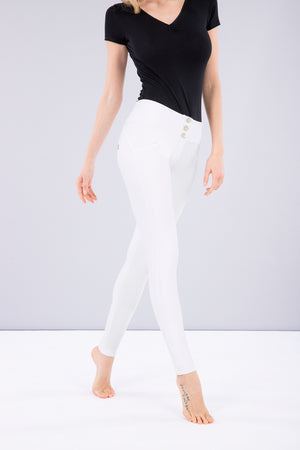 WR.UP® Leather - Mid Rise Full Length 3 Button - White