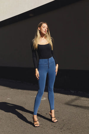 WR.UP® Denim - High Rise Full Length - Medium Rinse + Yellow Stitching