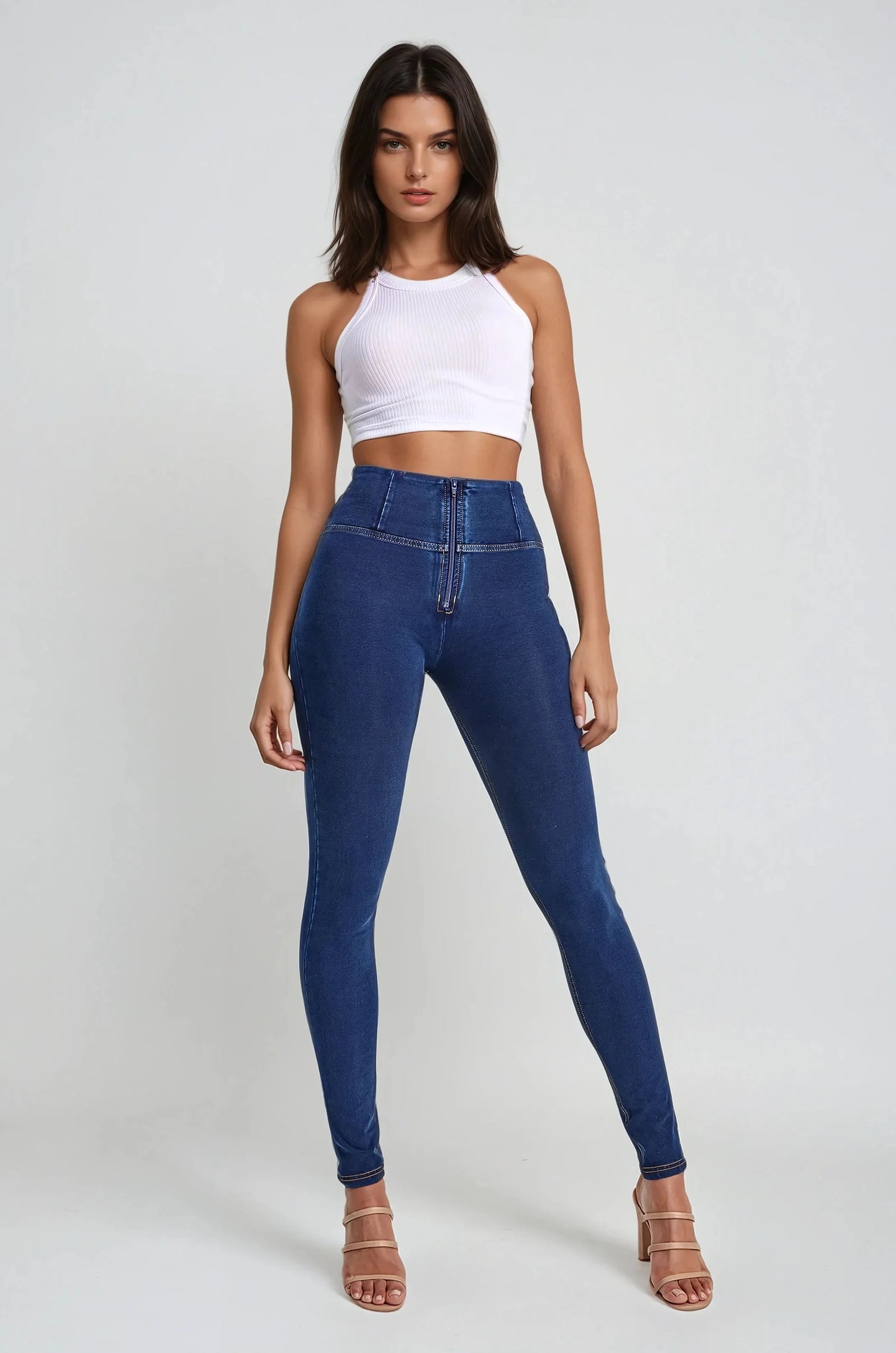 WR.UP® Denim - High Rise Full Length - Dark Rinse & Yellow Stitching