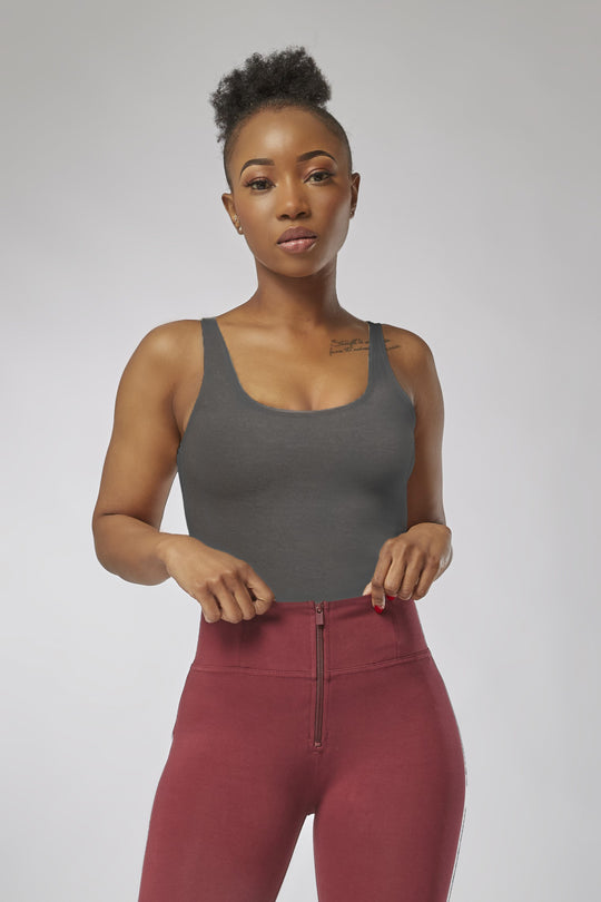 Racerback Bodysuit - Stretch Thick Knit - Heather