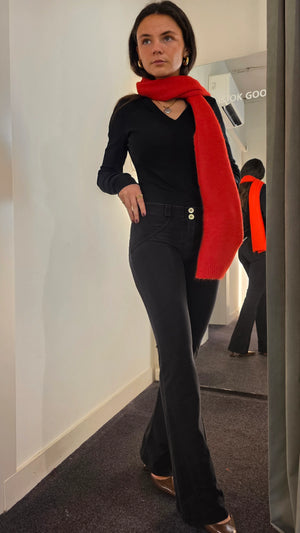 WR.UP® Denim - Classic Rise Full Length Flare - Black Rinse