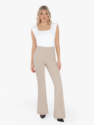 Shapewear Freedom Flare-Leg Sculpting Ponte Pants - Beige