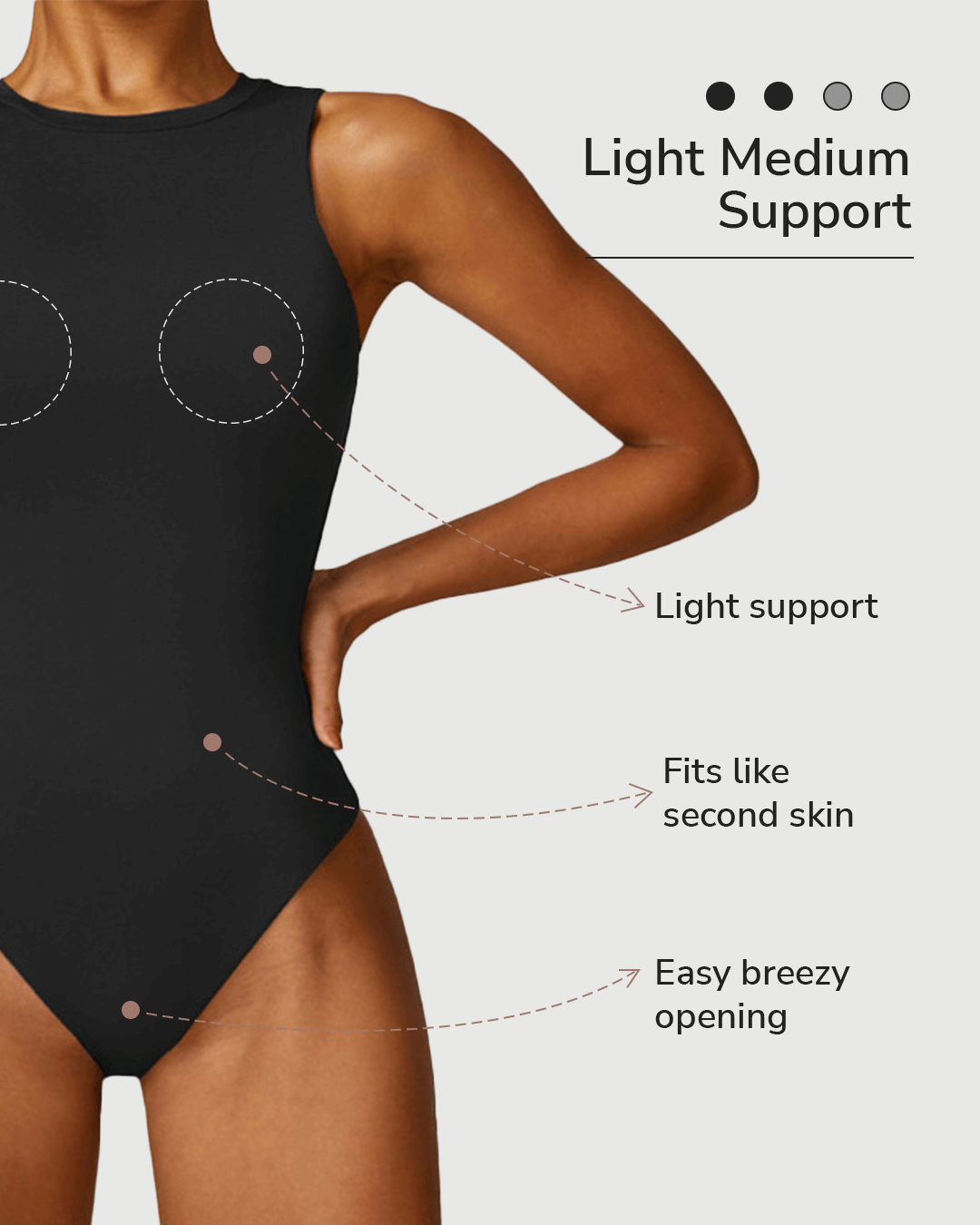 High Neck Bodysuit - Shapewear - Black