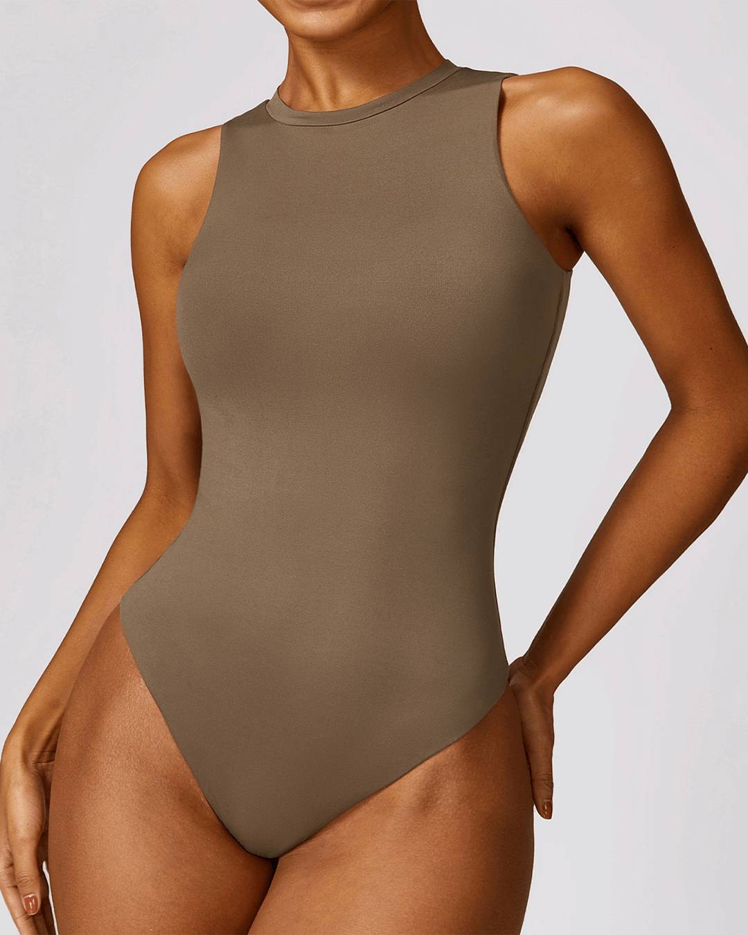 High Neck Bodysuit - Shapewear - Khaki