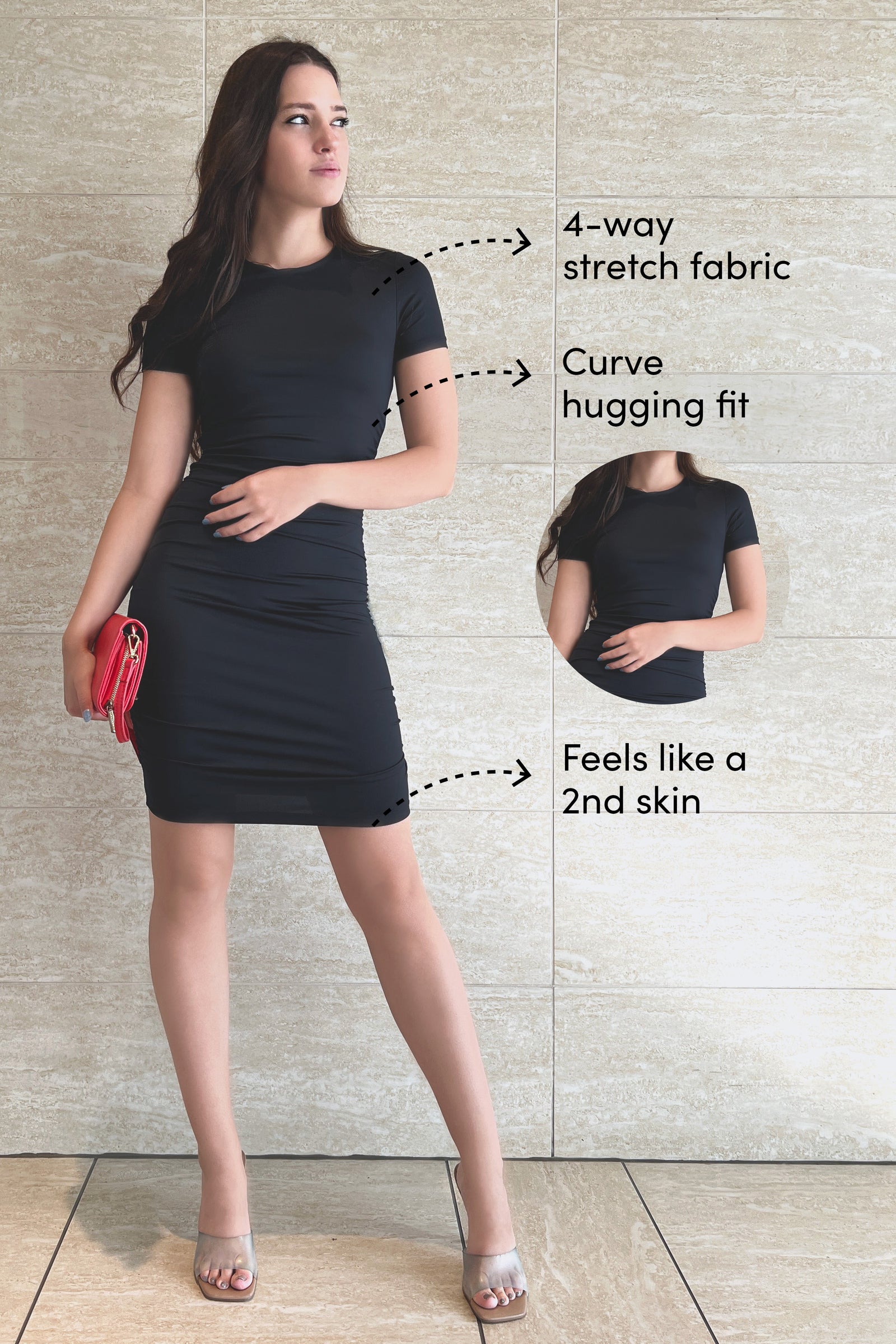 T-Shirt Mini Dress - Second Skin - Black