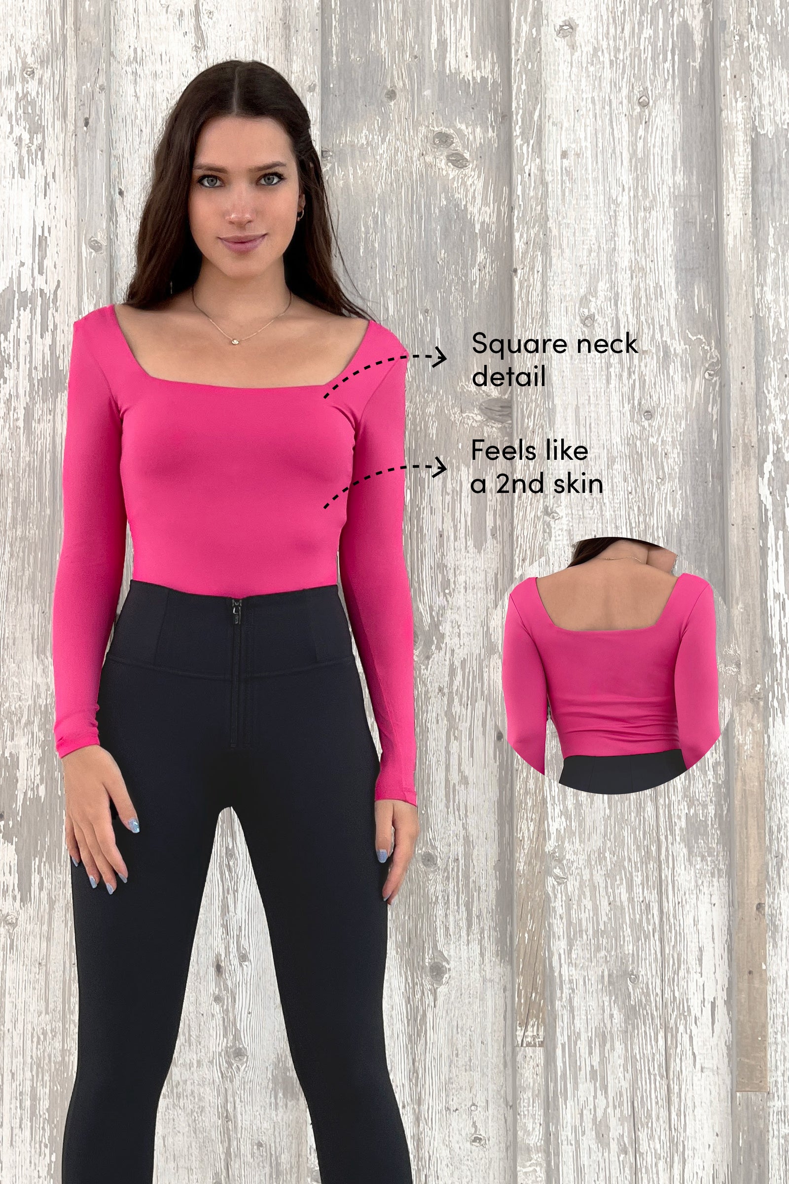 Scoop Neck Sculpting Bodysuit - Second Skin - Pink