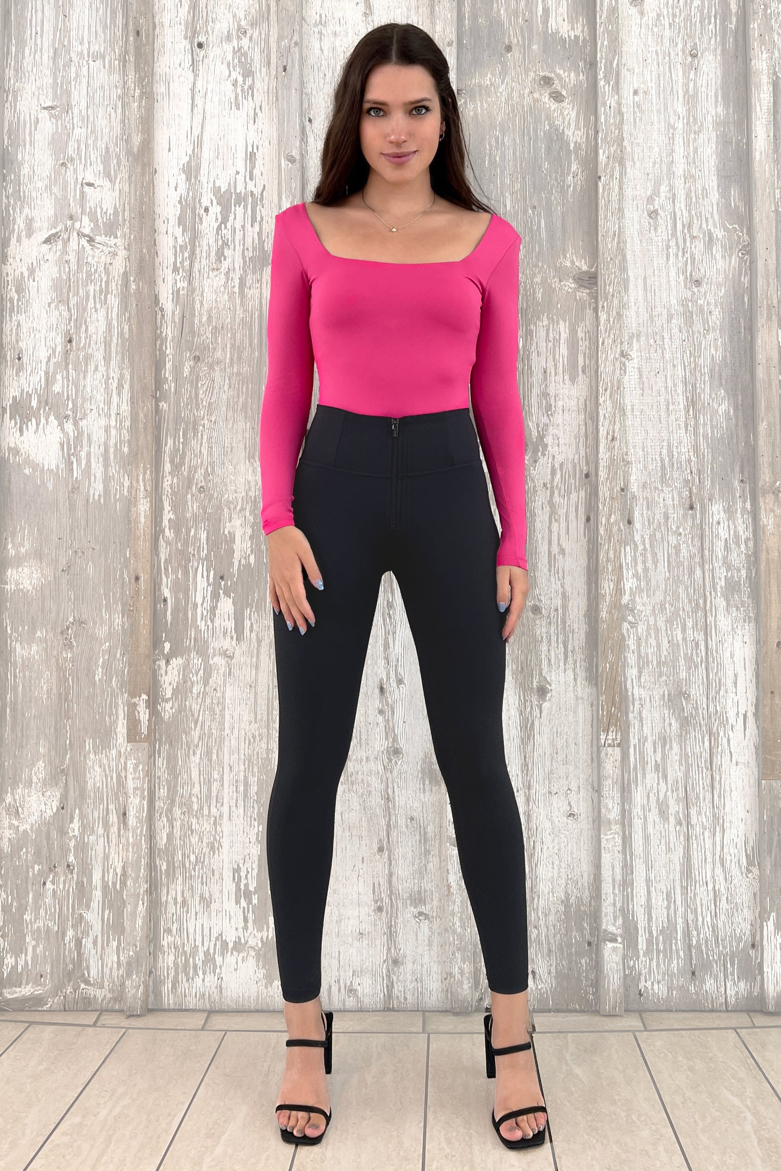 Scoop Neck Sculpting Bodysuit - Second Skin - Pink