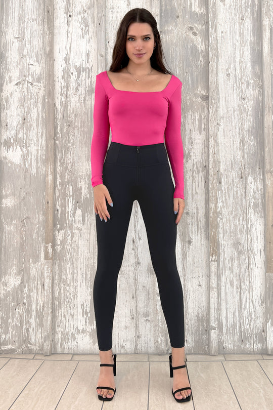 Scoop Neck Sculpting Bodysuit - Second Skin - Pink