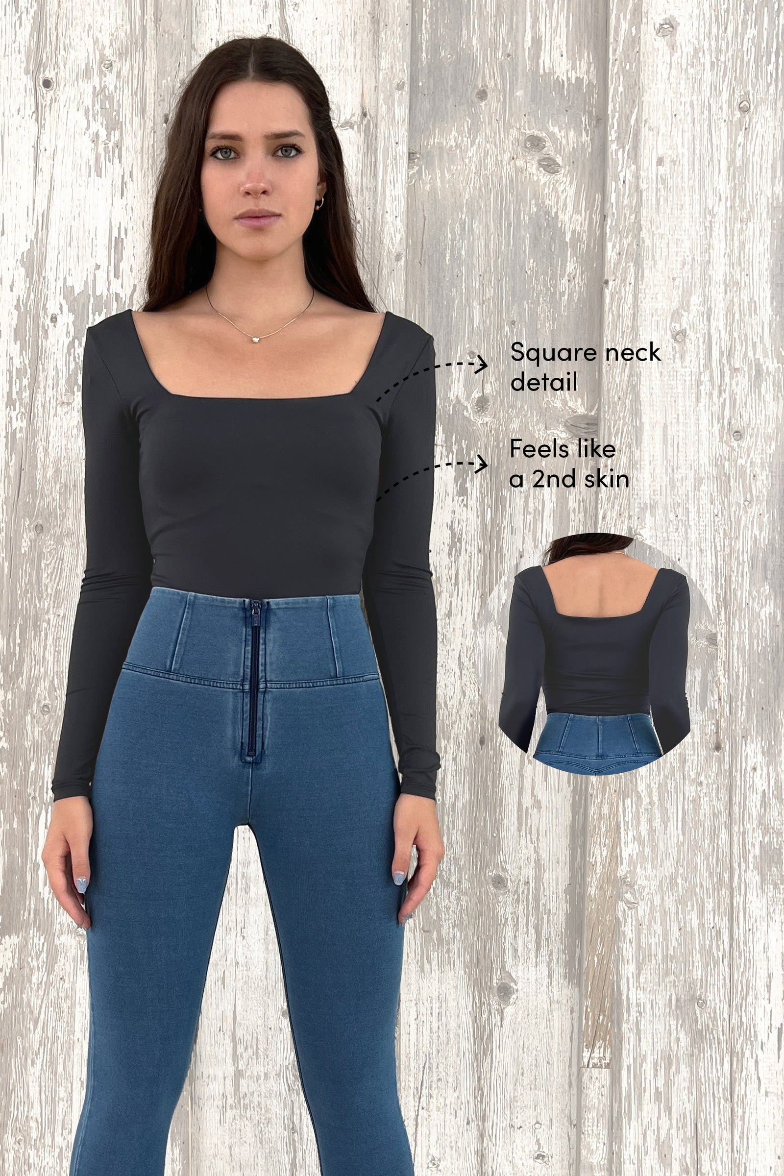 Scoop Neck Sculpting Bodysuit - Second Skin - Black