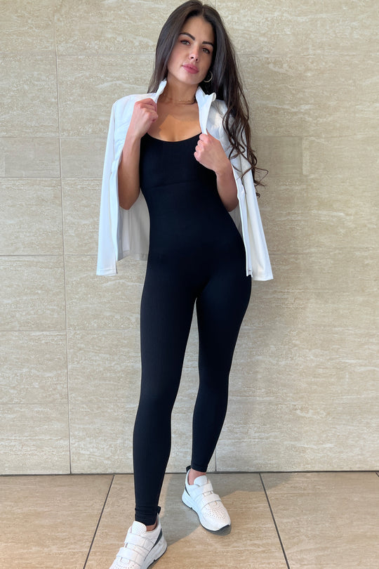 Sleeveless Jumpsuit - Seamless Shaping - Black