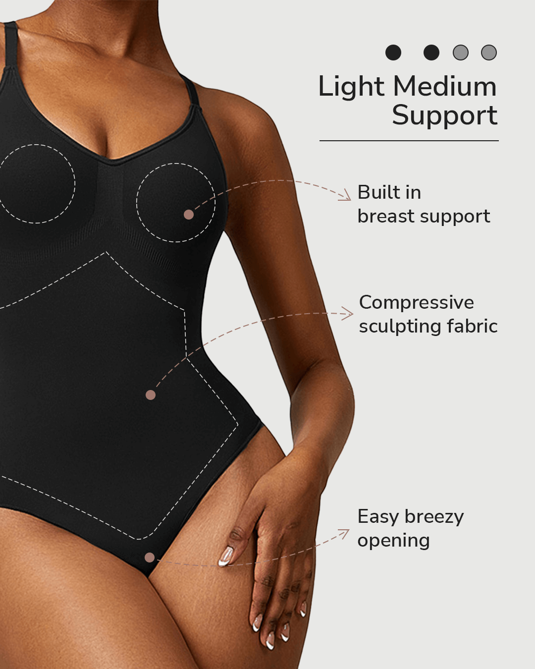 V-Neck Thong Bodysuit - Shapewear - Black