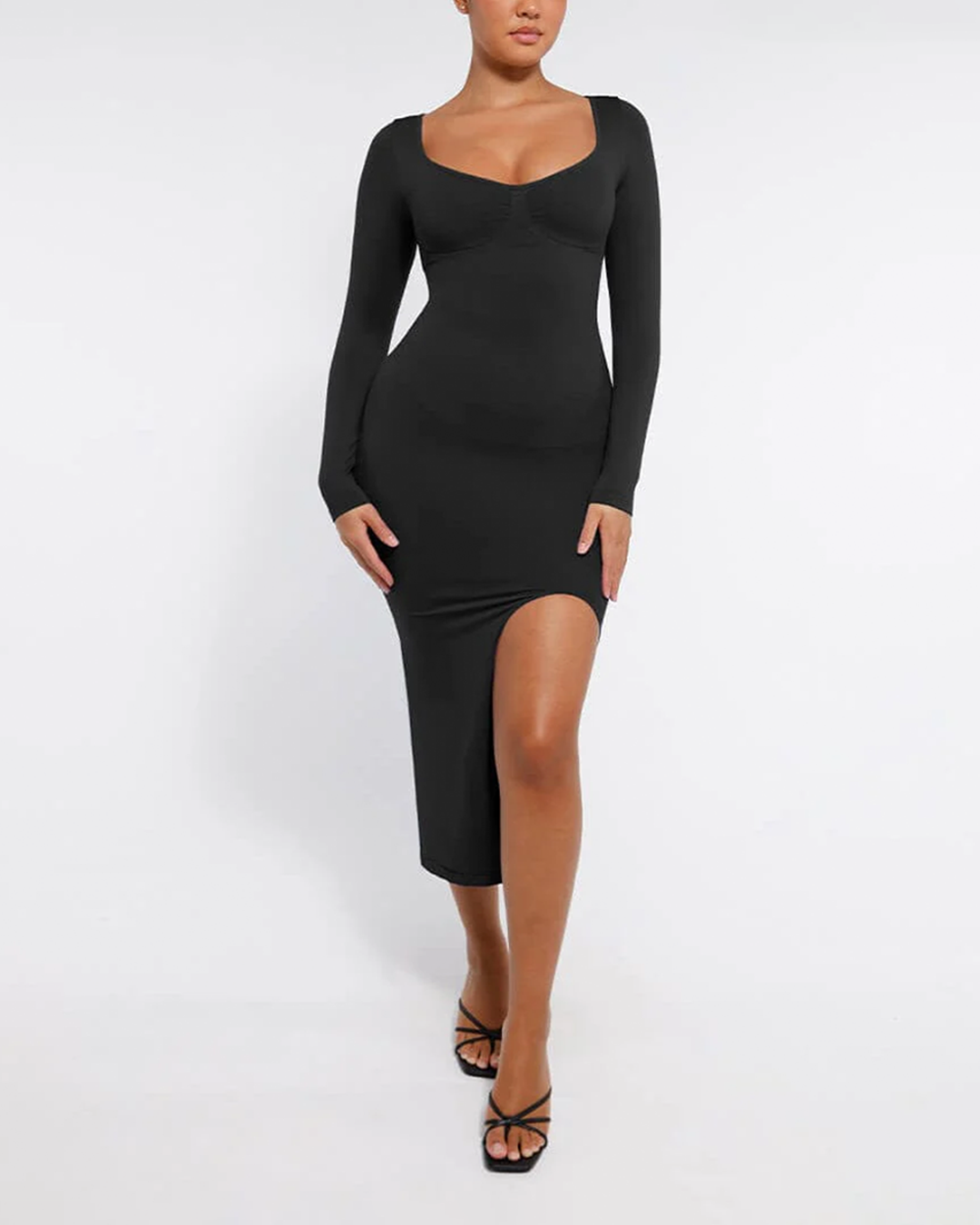 Longsleeve Shaping Midi Dress - Shapewear - Black - LIVIFY Longsleeve Shaping Midi Dress - Shapewear - Black - LIVIFY