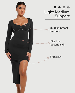 Longsleeve Shaping Midi Dress - Shapewear - Black - LIVIFY Longsleeve Shaping Midi Dress - Shapewear - Black - LIVIFY