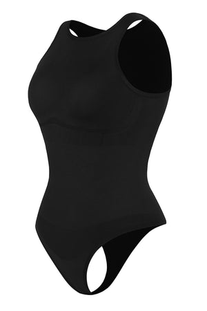 High Neck Thong Bodysuit - Shapewear - Black