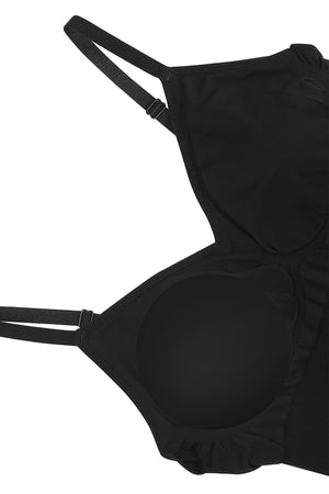 Sleeveless Shaping V-Neck Dress  - Black