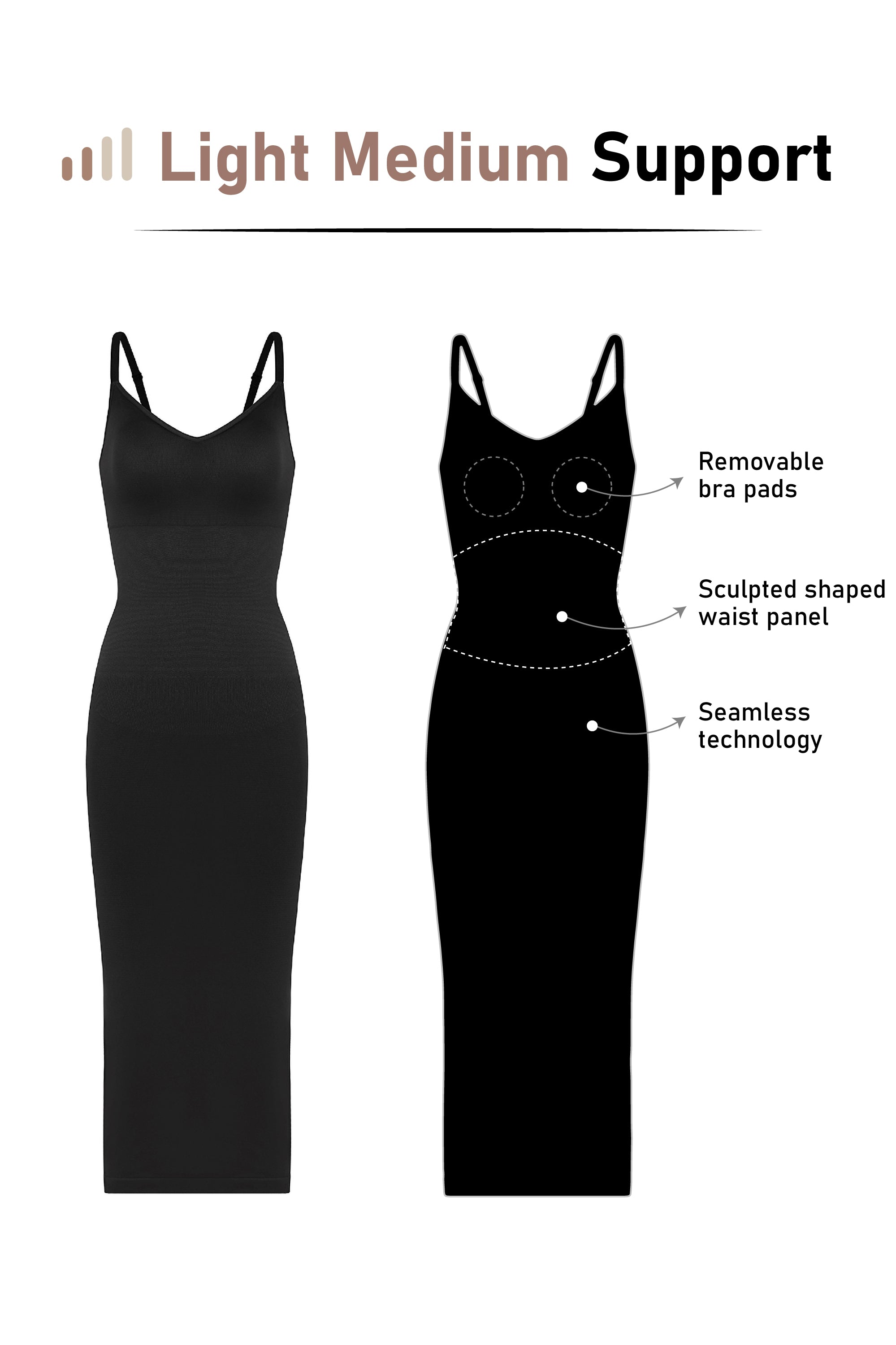 Sleeveless Shaping V-Neck Dress - Black - LIVIFY