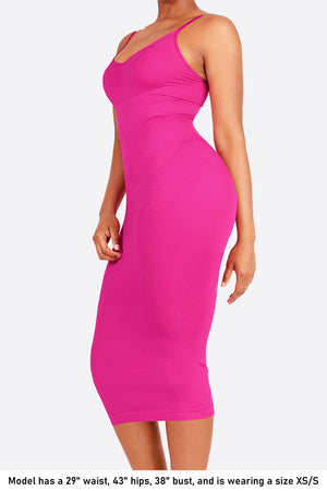 Sleeveless Shaping V-Neck Dress  - Pink