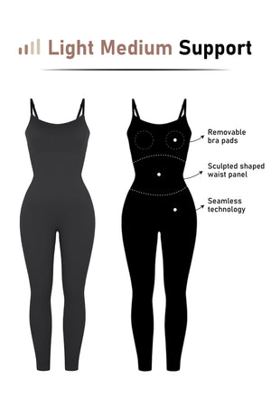 Sleeveless Jumpsuit - Seamless Shaping - Black