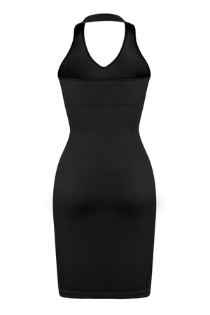 Halter Neck Sleeveless Dress - Seamless Shaping - Black