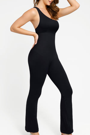 One Shoulder Jumpsuit - Seamless Shaping - Black