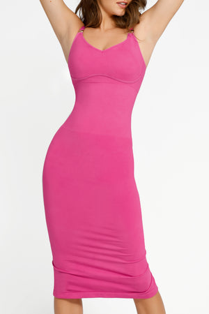Suspender Sleeveless Dress - Seamless Shaping - Pink