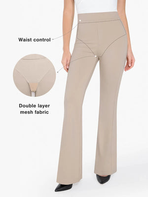 Shapewear Freedom Flare-Leg Sculpting Ponte Pants - Beige