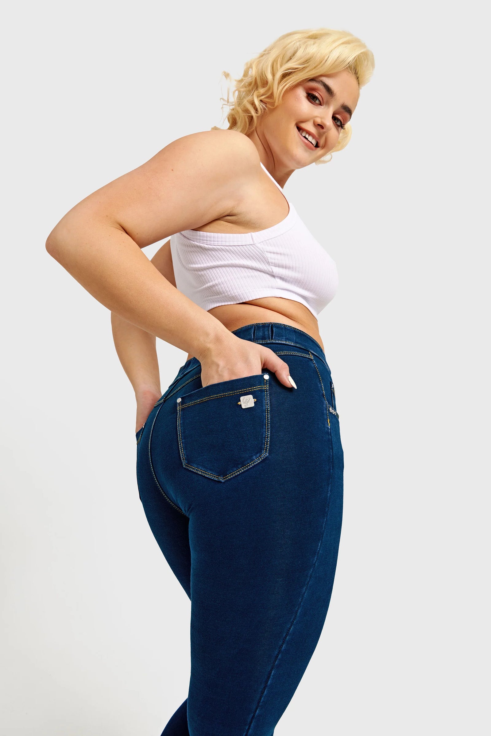 N.O.W.® Denim - High Rise Full  - Dark Rinse + Yellow Stitching