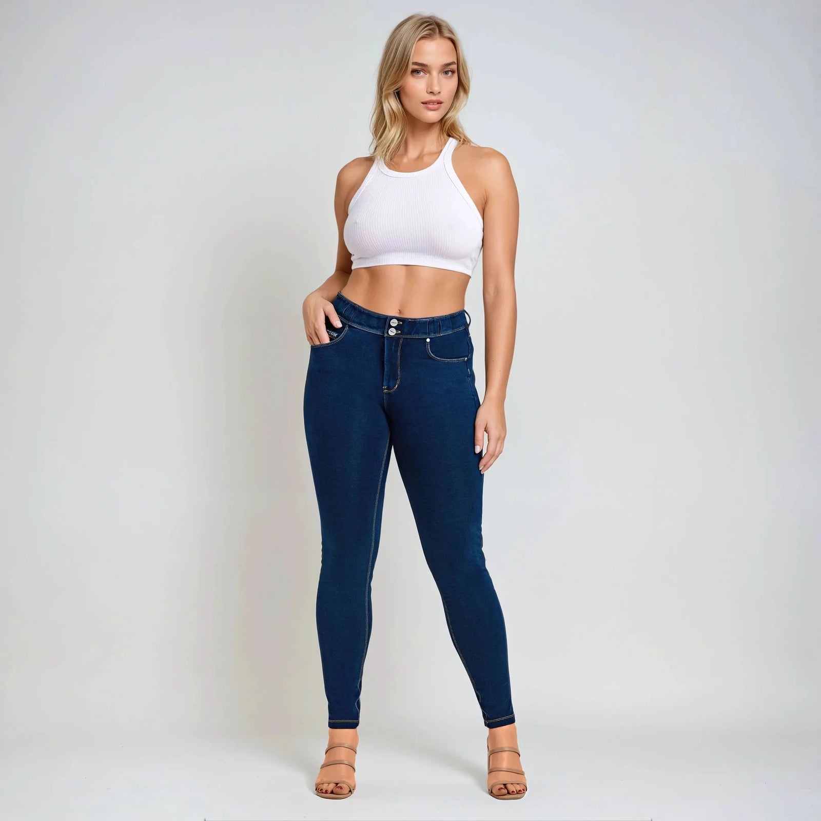 N.O.W.® Denim - High Rise Full  - Dark Rinse + Yellow Stitching