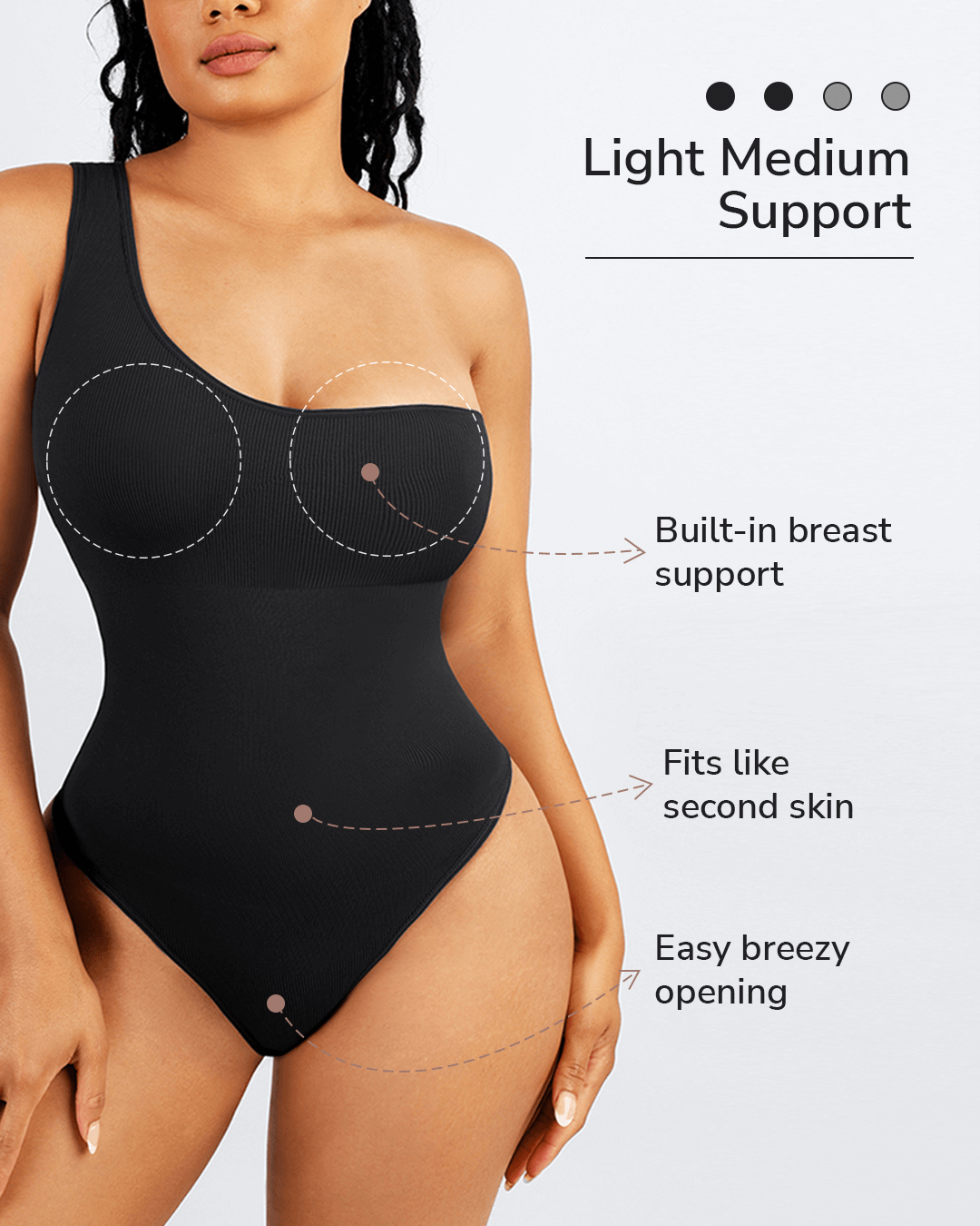 One Shoulder Bodysuit - Shapewear - Black