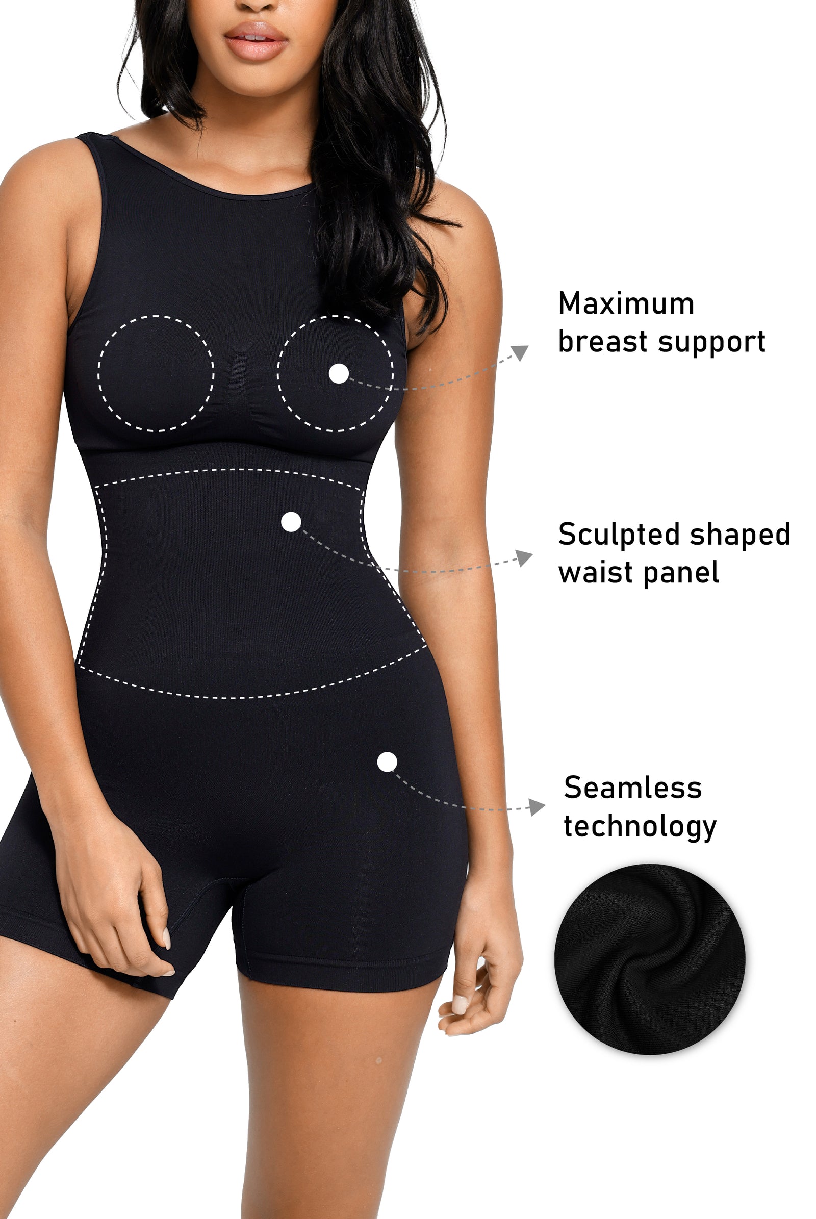 Mid Thigh Short Jumper - Shapewear - Black