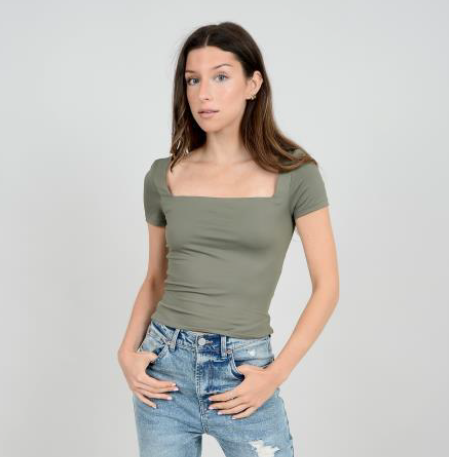 Square Neck Top - Second Skin - Cream