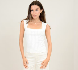 Square Neck Top - Sleeveless - Black