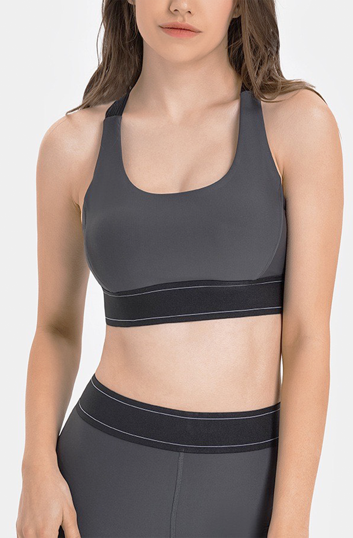SculptFlex Medium Support Bra Top - Activewear - Grey