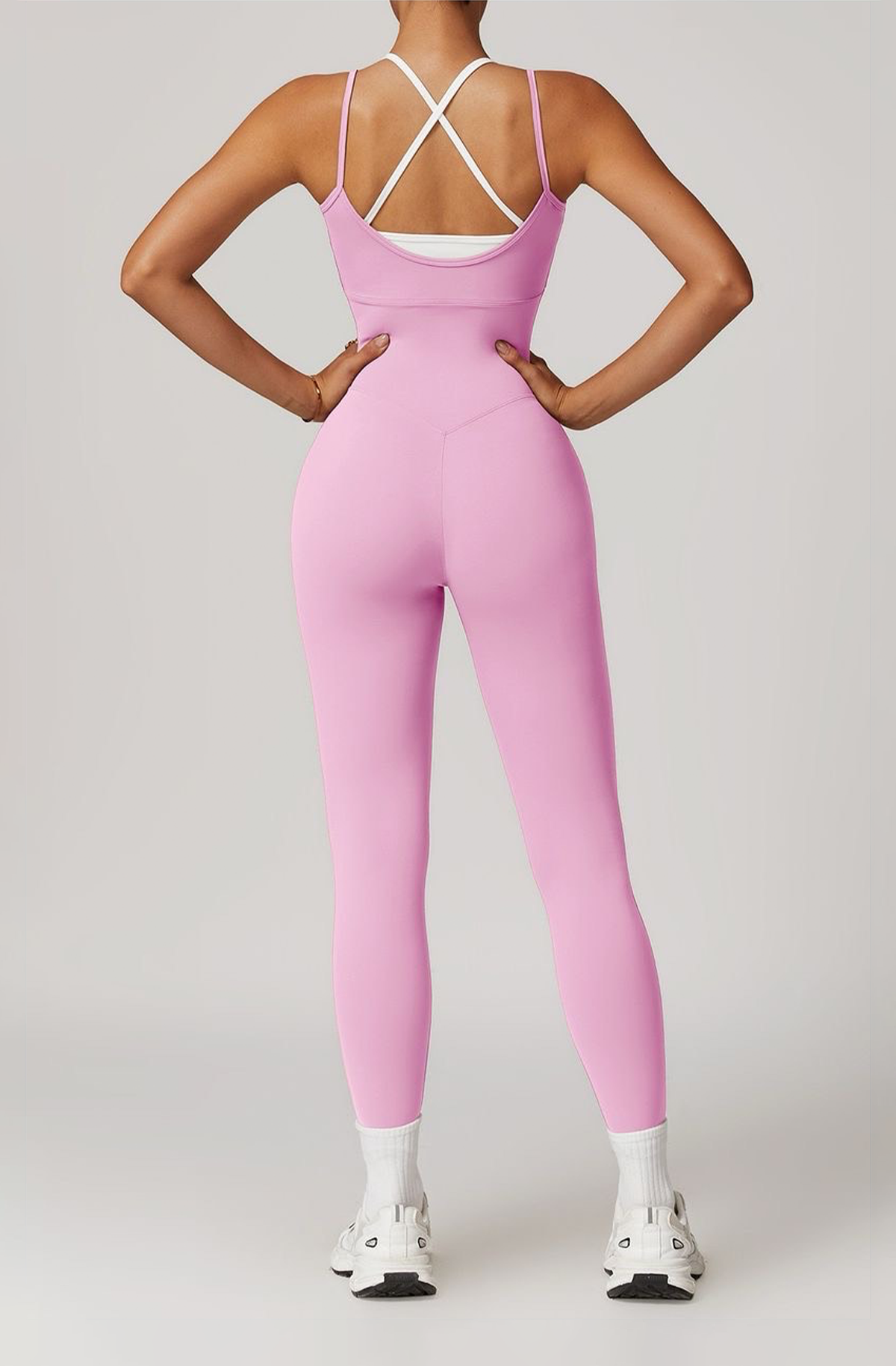 Two-Tone Sleeveless Jumpsuit - Shapewear - Pink