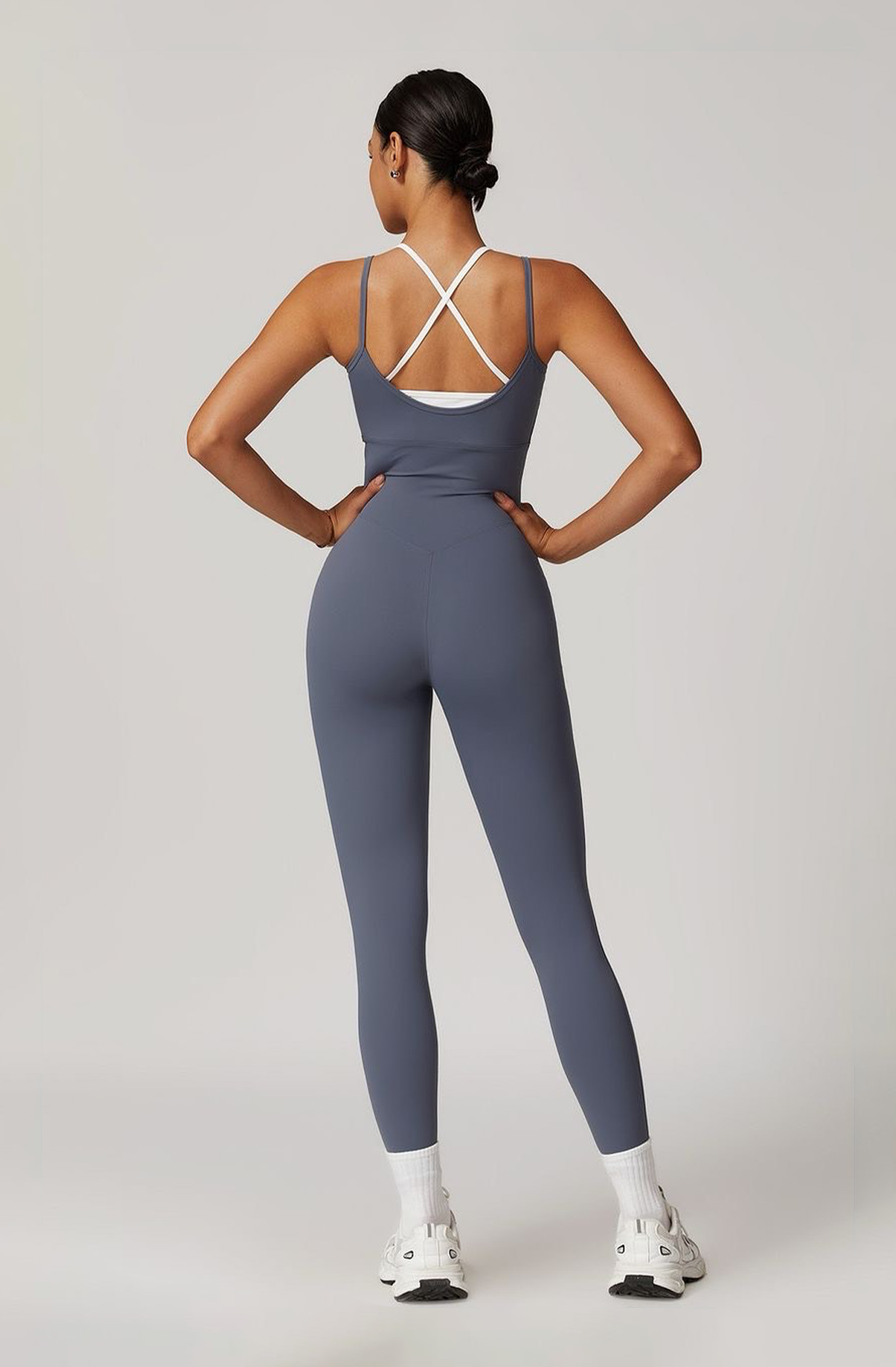 Two-Tone Sleeveless Jumpsuit - Shapewear - Grey