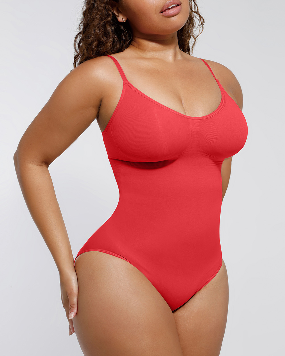 V-Neck Thong Bodysuit - Shapewear - Red