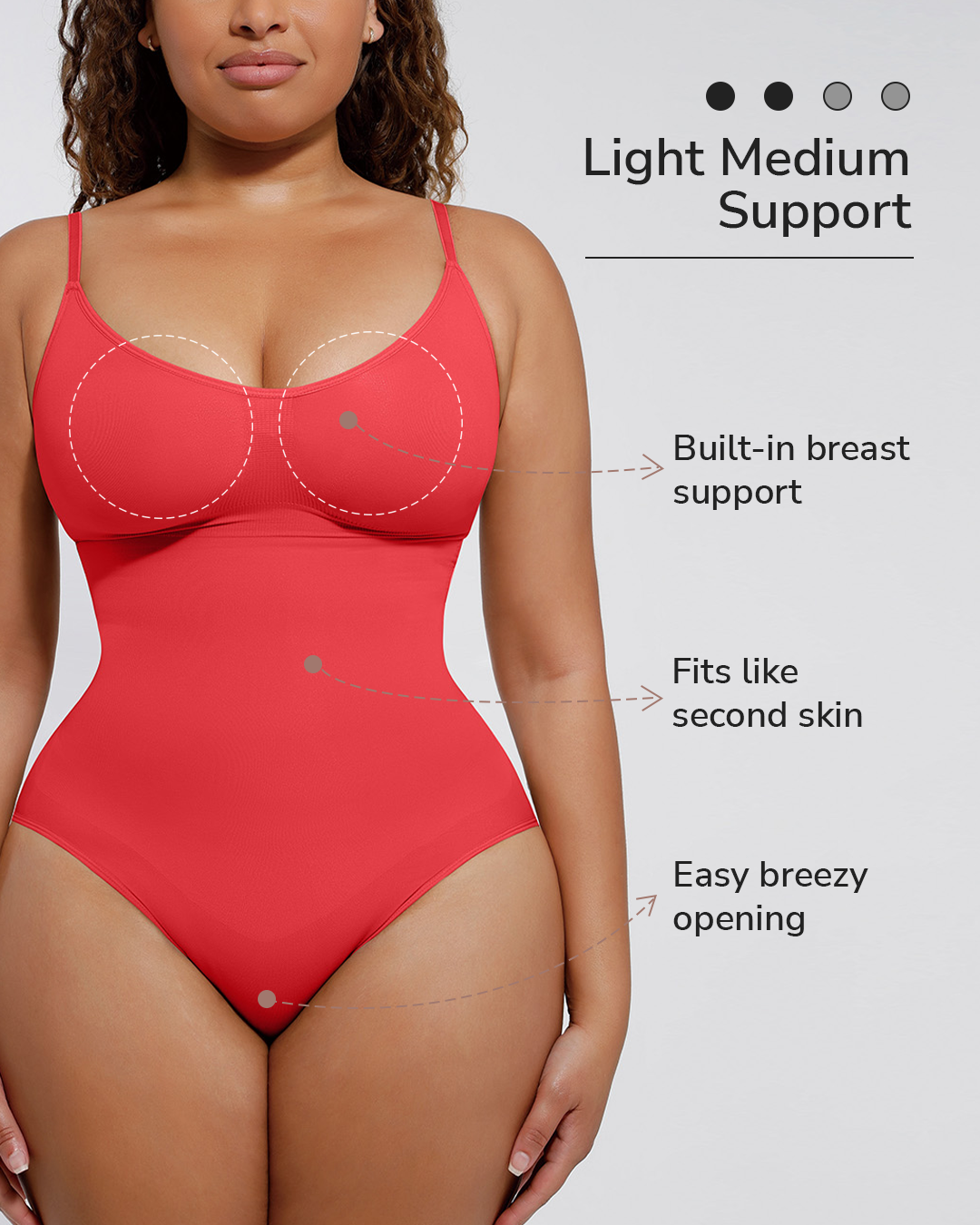 V-Neck Thong Bodysuit - Shapewear - Red