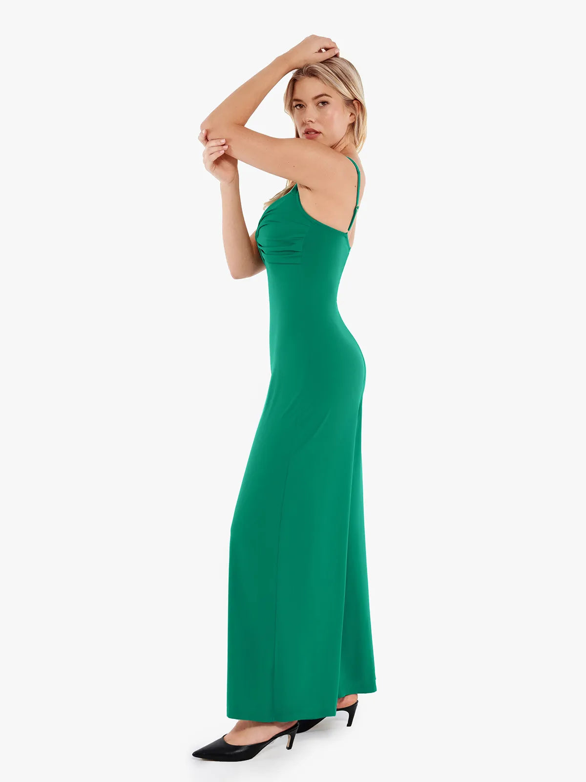 Twist Front Shapewear Summer Jumpsuit - Green