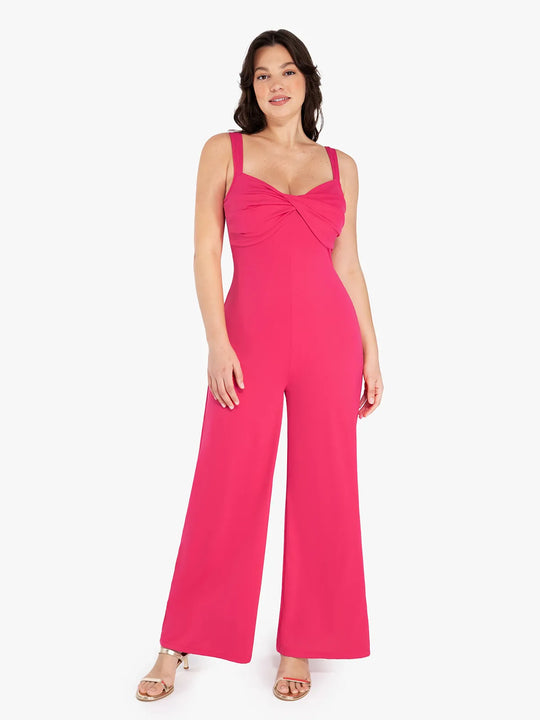 Twist Front Shapewear Summer Jumpsuit - Pink