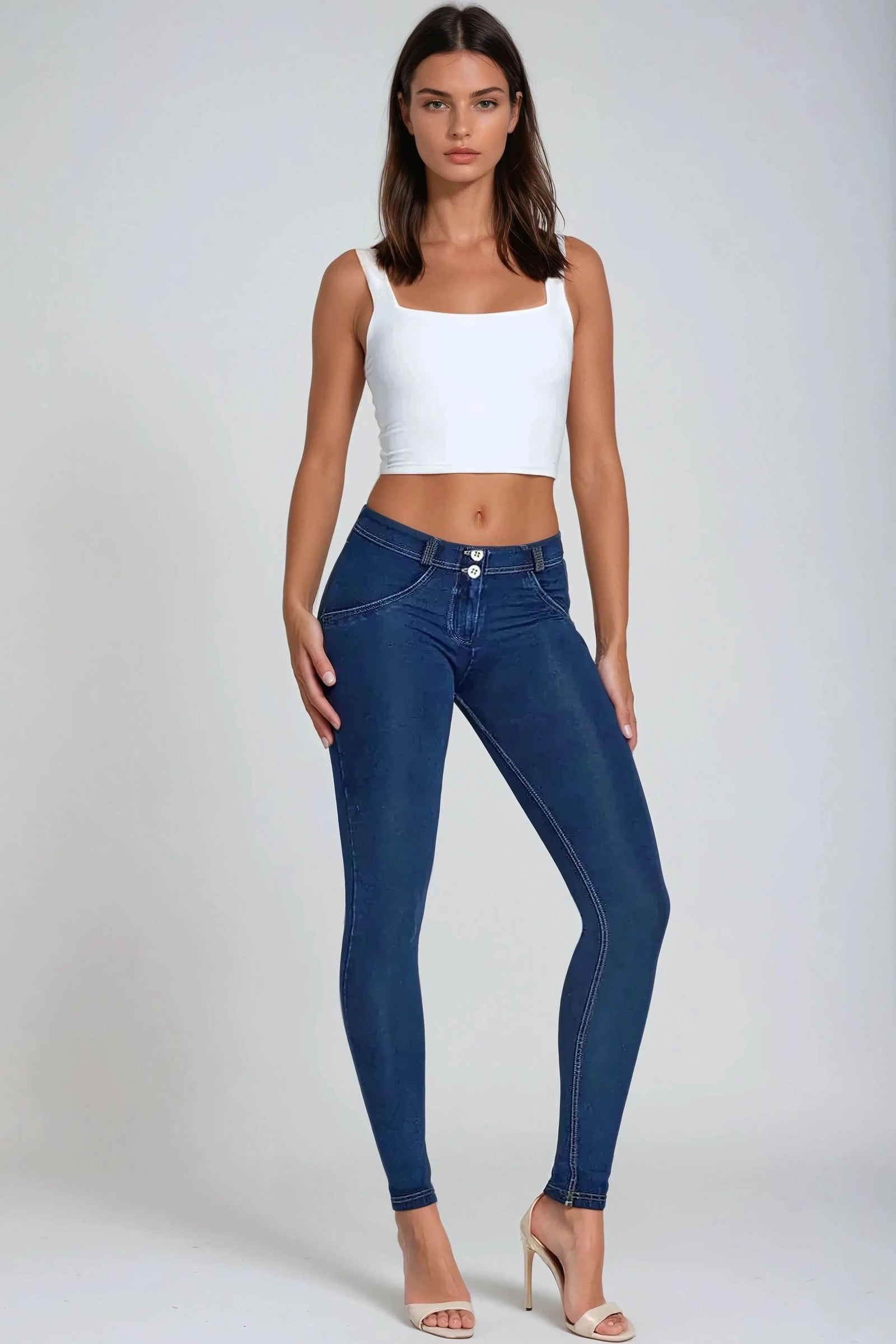 WR.UP® Denim - Classic Rise Full Length - Dark Rinse & Yellow Stitching