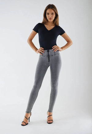 WR.UP® Denim - High Rise Full Length - Grey Rinse + Yellow Stitching