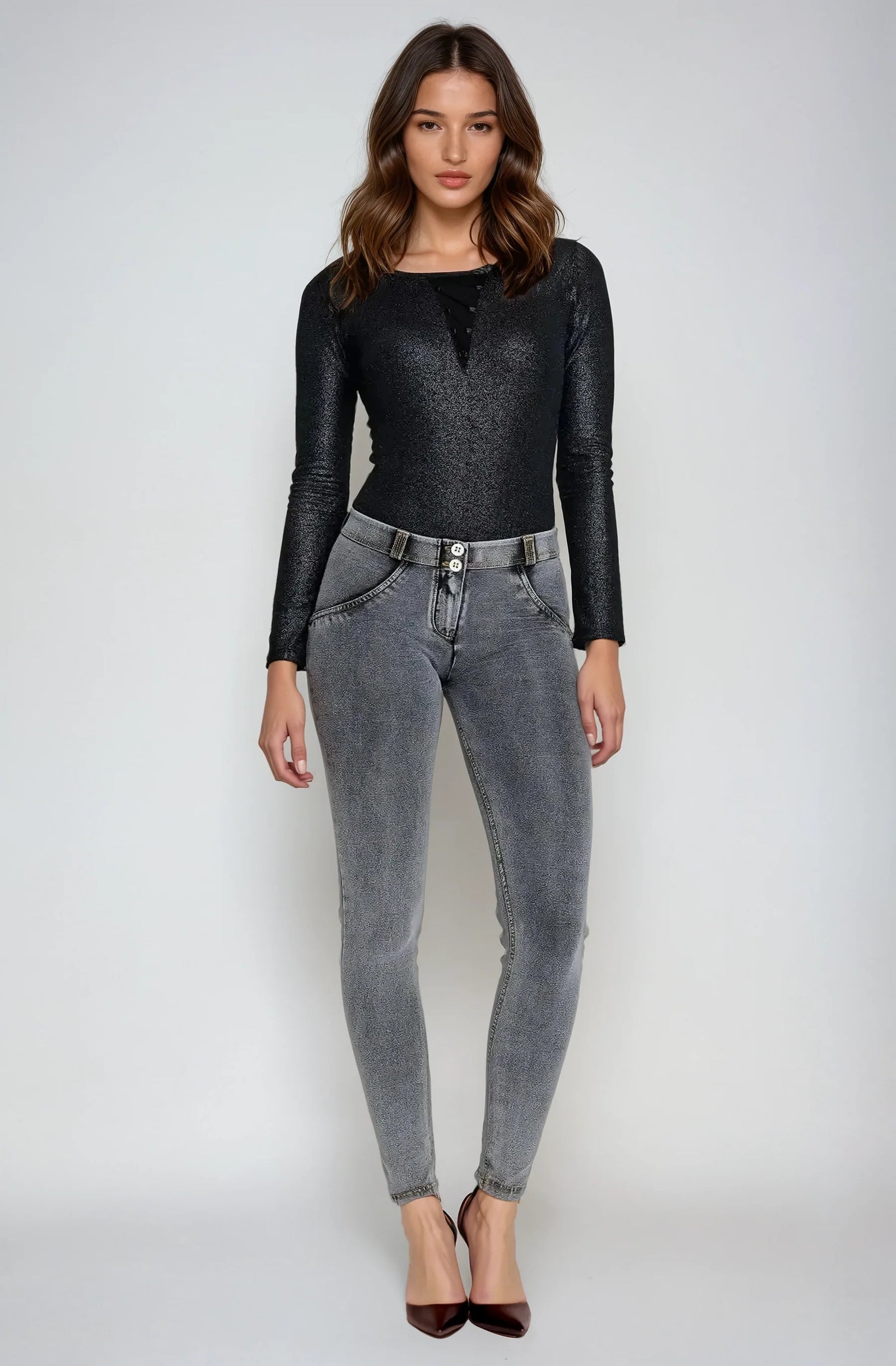 WR.UP® Denim - Classic Rise Full Length - Grey Rinse & Yellow Stitching