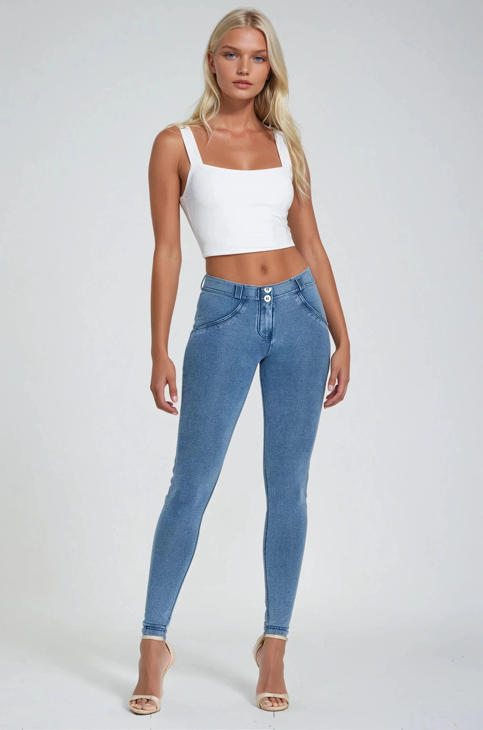 WR.UP® Denim - Classic Rise Full Length - Medium Rinse & Yellow Stitching