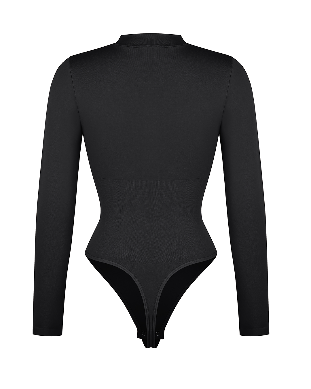 Zip Mock-Neck Longsleeve Bodysuit - Shapewear - Black - LIVIFY