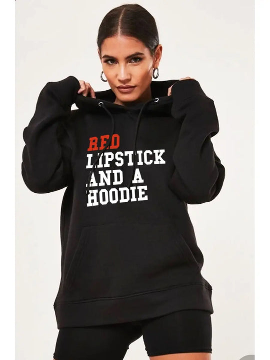 Sweatshirt - Red Lipstick - Black